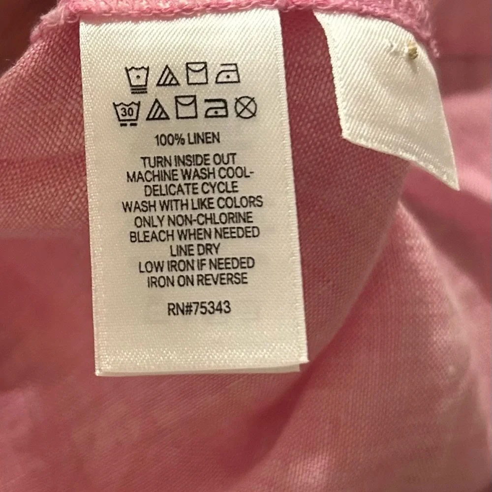 Cynthia Rowley Linen Top Pink Short Sleeve Side Button Size Medium - Picture 5 of 8